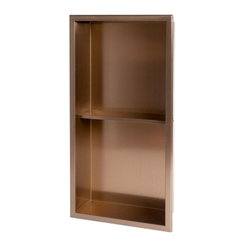 ALFI brand ABNP1224-BC 12" x 24" Brushed Copper PVD Stainless Steel Vertical Double Shelf Shower Niche