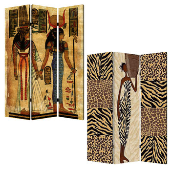 1" x 48" x 72" Multi Color Wood Canvas Safari  Screen