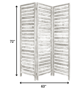 63" x 1" x 72" White, Wood, 3 Panel, Fortress Screen