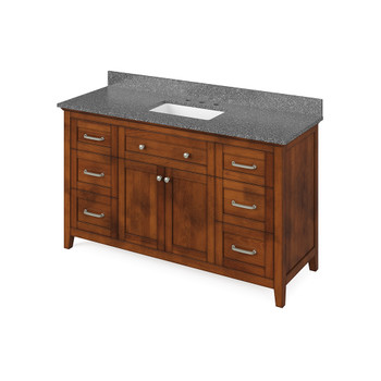 60" Chocolate Chatham Vanity, Boulder Cultured Marble Vanity Top, undermount rectangle bowl