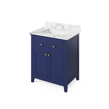 30" Hale Blue Chatham Vanity, Calacatta Vienna Quartz Vanity Top, undermount rectangle bowl