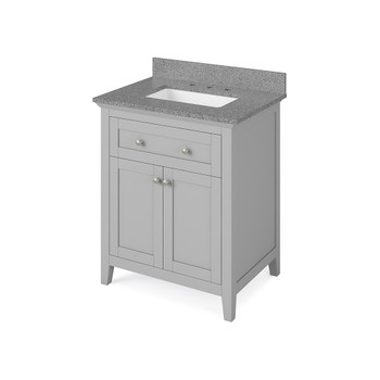 30" Grey Chatham Vanity, Steel Grey Cultured Marble Vanity Top, undermount rectangle bowl