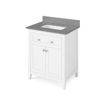 30" White Chatham Vanity, Steel Grey Cultured Marble Vanity Top, undermount rectangle bowl