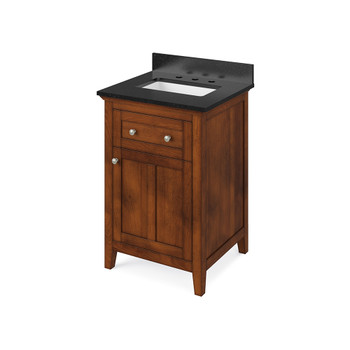 24" Chocolate Chatham Vanity, Black Granite Vanity Top, undermount rectangle bowl