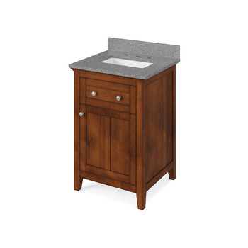 24" Chocolate Chatham Vanity, Steel Grey Cultured Marble Vanity Top, undermount rectangle bowl