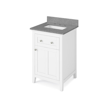 24" White Chatham Vanity, Steel Grey Cultured Marble Vanity Top, undermount rectangle bowl
