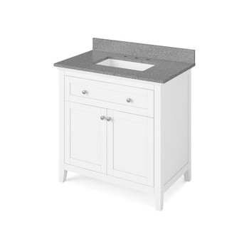 36" White Chatham Vanity, Steel Grey Cultured Marble Vanity Top, undermount rectangle bowl