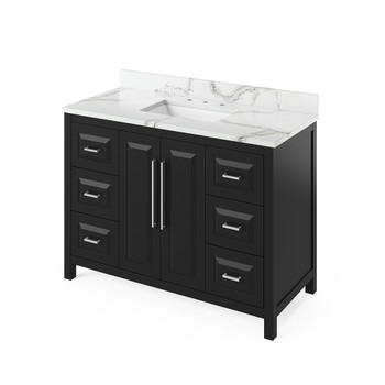 48" Black Cade Vanity, Calacatta Vienna Quartz Vanity Top, undermount rectangle bowl