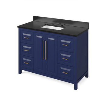 48" Hale Blue Cade Vanity, Black Granite Vanity Top, undermount rectangle bowl