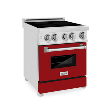 ZLINE 24" 2.8 cu. ft. Induction Range with a 3 Element Stove and Electric Oven in Red Matte RAIND-RM-24