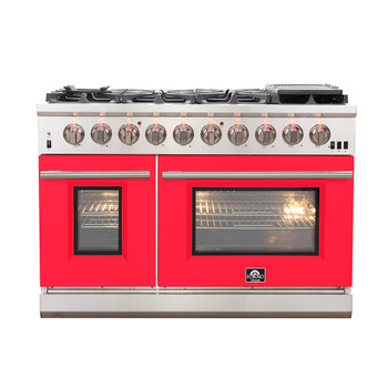 Forno Capriasca - 48" Titanium Gas Range with Red door FFSGS6260-48RED