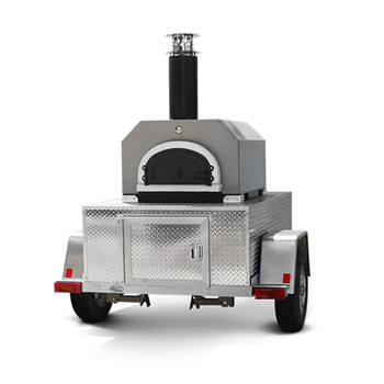 CBO-750 Tailgater: Pizza Oven with Metal Insulating Hood on Custom-Built Aluminum 2-axle Trailer