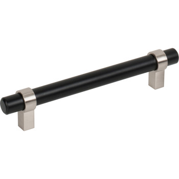 Jeffrey Alexander 128 mm Center-to-Center Matte Black with Satin Nickel Key Grande Cabinet Bar Pull 5128MBSN