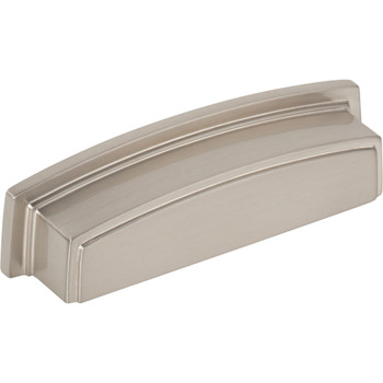 Jeffrey Alexander 96 mm Center Satin Nickel Square-to-Center Square Renzo Cabinet Cup Pull 141-96SN