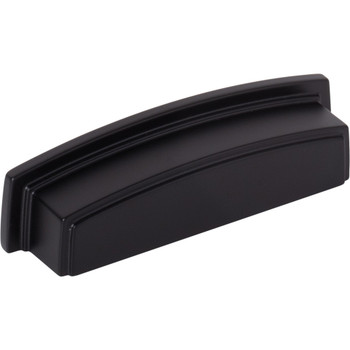 Jeffrey Alexander 96 mm Center Matte Black Square-to-Center Square Renzo Cabinet Cup Pull 141-96MB