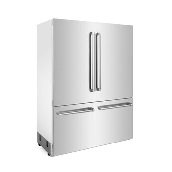 ZLINE 60" 32.2 cu. ft. Built-In 4-Door French Door Refrigerator with Internal Water and Ice Dispenser in Stainless Steel - RBIV-304-60