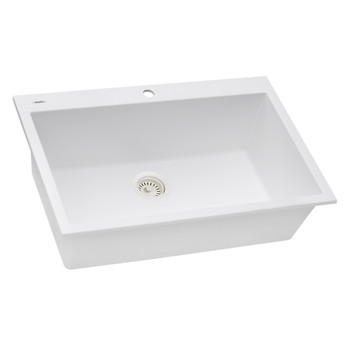 Ruvati 30 x 20 inch epiGranite Drop-in Topmount Granite Composite Single Bowl Kitchen Sink - Arctic White - RVG1030WH