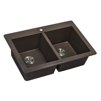 Ruvati 33 x 22 inch epiGranite Dual-Mount Granite Composite Double Bowl Kitchen Sink - Espresso Brown - RVG1338ES