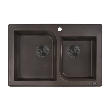 Ruvati 33 x 22 inch epiGranite Dual-Mount Granite Composite Double Bowl Kitchen Sink - Espresso Brown - RVG1396ES