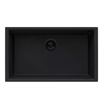 Ruvati 30 x 18 inch Granite Composite Undermount Single Bowl Kitchen Sink - Midnight Black - RVG2030BK