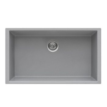 Ruvati 30 x 18 inch Granite Composite Undermount Single Bowl Kitchen Sink - Silver Gray - RVG2030GR