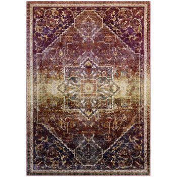 Modway Success Kaede Transitional Distressed Vintage Floral Persian Medallion 4x6 Area Rug Multicolored R-1157A-46