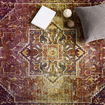 Modway Success Kaede Transitional Distressed Vintage Floral Persian Medallion 8x10 Area Rug Multicolored R-1157A-810