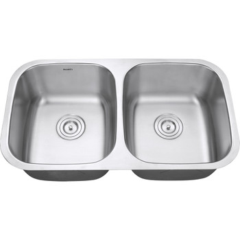 Ruvati 32-inch Undermount 50/50 Double Bowl 16 Gauge Stainless Steel Kitchen Sink - RVM4300