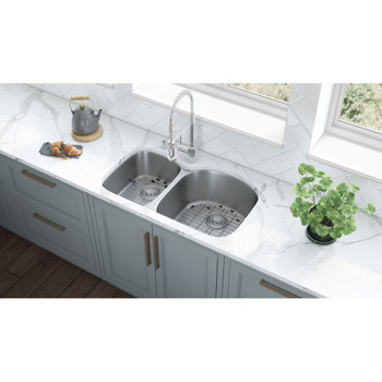 Ruvati 34-inch Undermount 40/60 Double Bowl 16 Gauge Stainless Steel Kitchen Sink - RVM4605