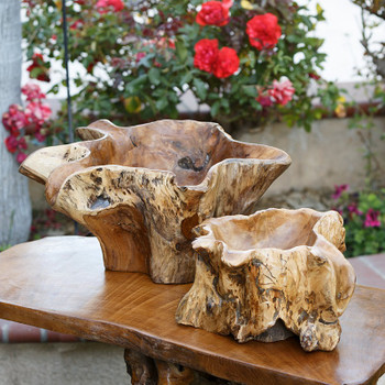 Habini Teak Erosion Set Of Two Bowls ITEM #47311/13