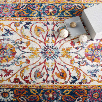 Modway Entourage Samira Distressed Vintage Floral Persian Medallion 5x8 Area Rug Multicolored R-1174A-58