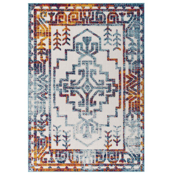 Modway Reflect Nyssa Distressed Geometric Southwestern Aztec 5x8 Indoor/Outdoor Area Rug Multicolored R-1181A-58