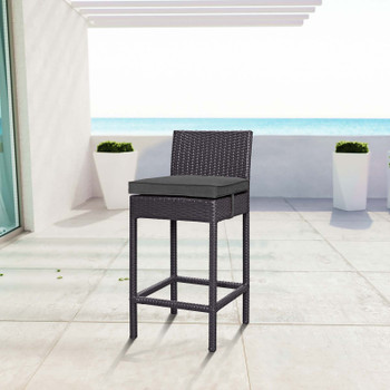 Modway Convene Outdoor Patio Fabric Bar Stool EEI-1006-EXP-CHA Espresso Charcoal EEI-1006-EXP-CHA