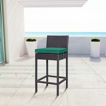 Modway Convene Outdoor Patio Fabric Bar Stool EEI-1006-EXP-GRN Espresso Green EEI-1006-EXP-GRN