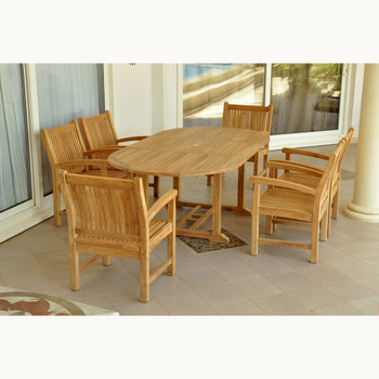 Anderson Bahama Sahara Armchair 7-Pieces 87" Oval Dining Set - Set-86