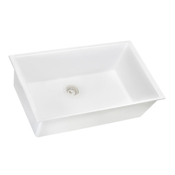 Ruvati 27 x 18 inch Granite Composite Undermount Single Bowl Kitchen Sink - Arctic White - RVG2027WH