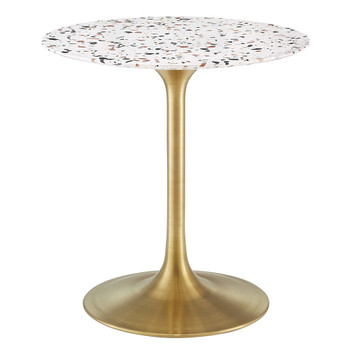 Modway Lippa 28" Round Terrazzo Dining Table EEI-5699-GLD-WHI