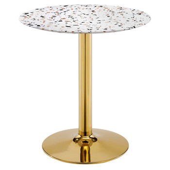 Modway Verne 28" Round Terrazzo Dining Table EEI-5701-GLD-WHI