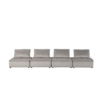 Lilola Home Anna Light Gray Velvet 4 Pc Modular Sofa 81403-4B
