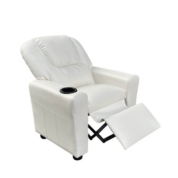 Lilola Home Marisa White PU Leather Kids Recliner Chair 88853
