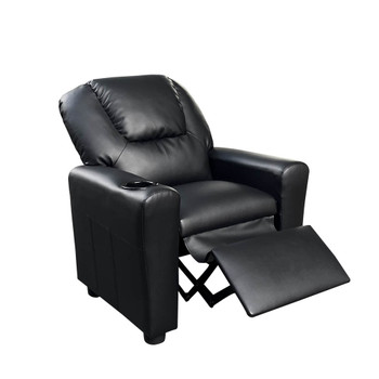 Lilola Home Marisa Black PU Leather Kids Recliner Chair 88854
