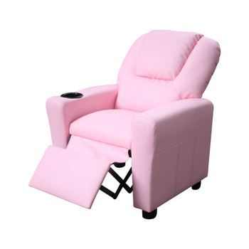 Lilola Home Marisa Pink PU Leather Kids Recliner Chair 88855

