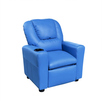 Lilola Home Marisa Blue PU Leather Kids Recliner Chair 88856
