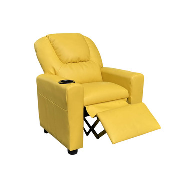 Lilola Home Marisa Yellow PU Leather Kids Recliner Chair 88857
