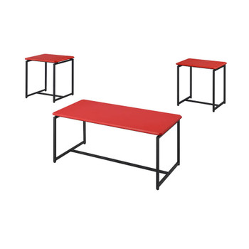 Lilola Home GT 3 Piece Red Carbon Fiber Wrap Coffee Table and End Table Set 98029

