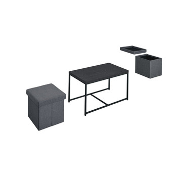 Lilola Home Murph Black Wood Grain 3 Piece Coffee Table Set 98037
