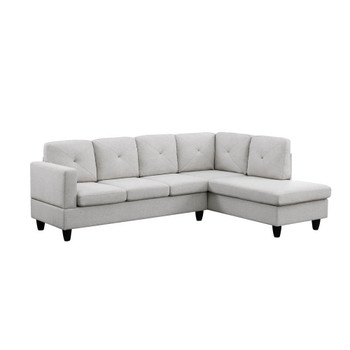 Lilola Home Santiago Light Gray Linen Sectional Sofa with Right Facing Chaise 83071
