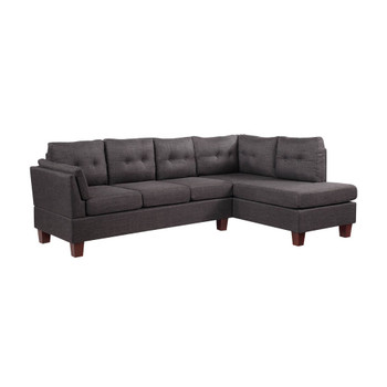Lilola Home Dalia Dark Gray Linen Modern Sectional Sofa with Right Facing Chaise 83100

