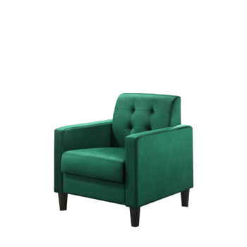 Lilola Home Hale Green Velvet Armchairs and End Table Living Room Set 89005GN-SET
