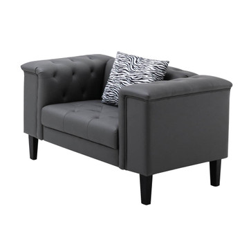 Lilola Home Sarah Gray Vegan Leather Tufted Chair With 1 Accent Pillow 89225-C
